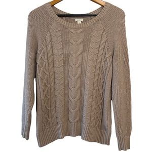 L.L. Bean Cable Knit Cotton Beige Sweater Size M
